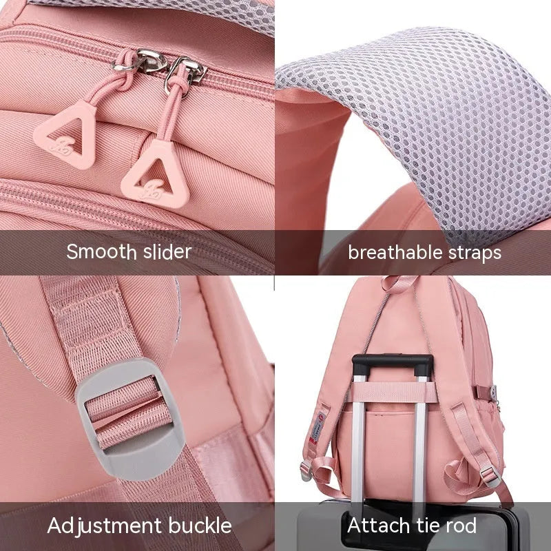 Fashion new Oxford cloth schoolbag for primary school girls, solid colour design, available in multiple colours
