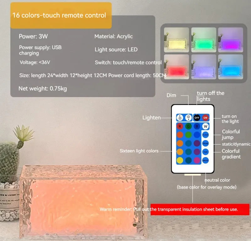 Geometric acrylic night lamp with remote control for bedside lighting