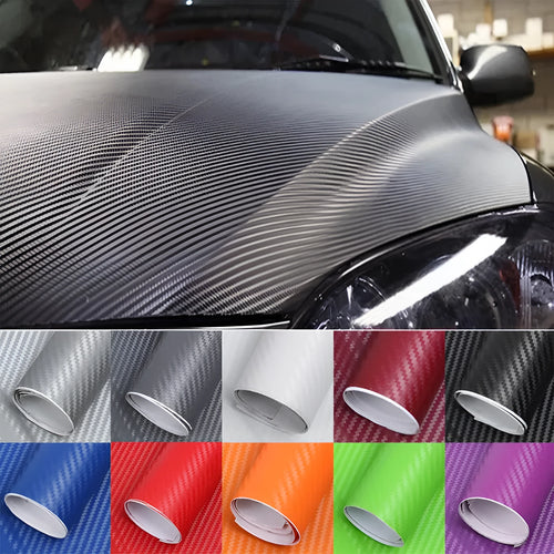3D carbon fibre car wrap roll in eight colours for interior and exterior vehicle decoration