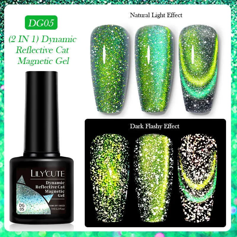 Cat eye series UV nail polish gel bottle with glitter and diamond fragments, includes nail glue.