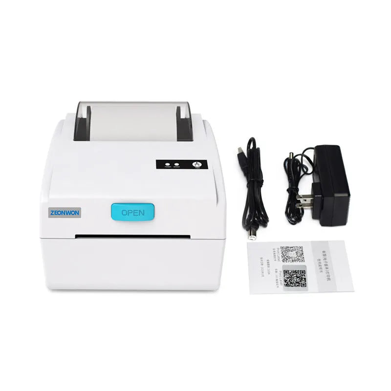 White Bluetooth thermal label printer with compact dimensions for shipping labels