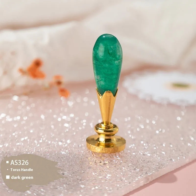 Wooden wax seal handle with decorative metal component in antique silver finish