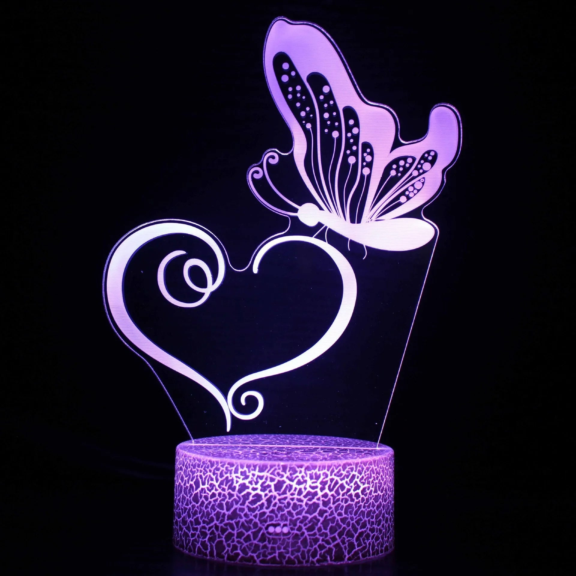 Acrylic 3D USB table lamp with colourful touch control on crackle design base