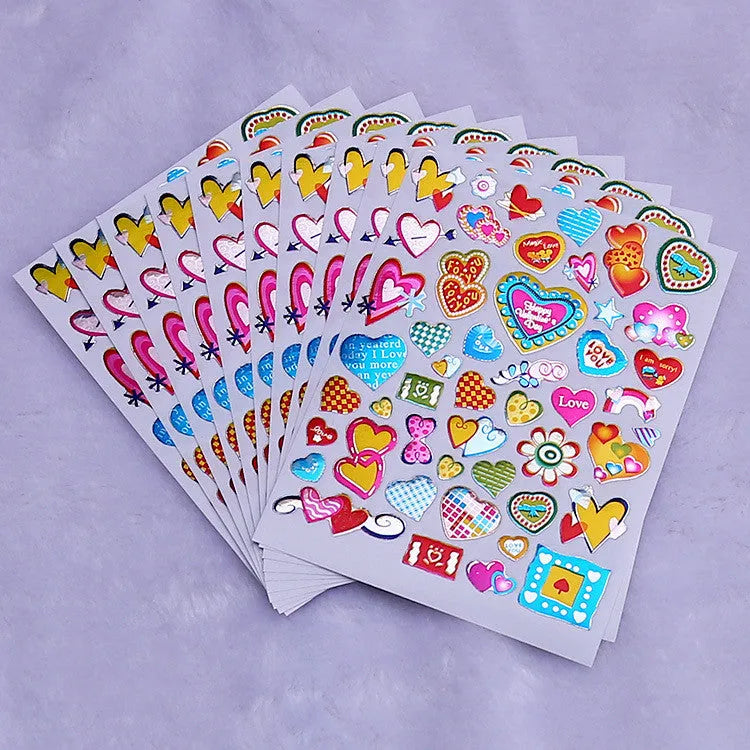 Heart reward stickers with gilding waterproof laser finish 100 pieces cartoon heart design