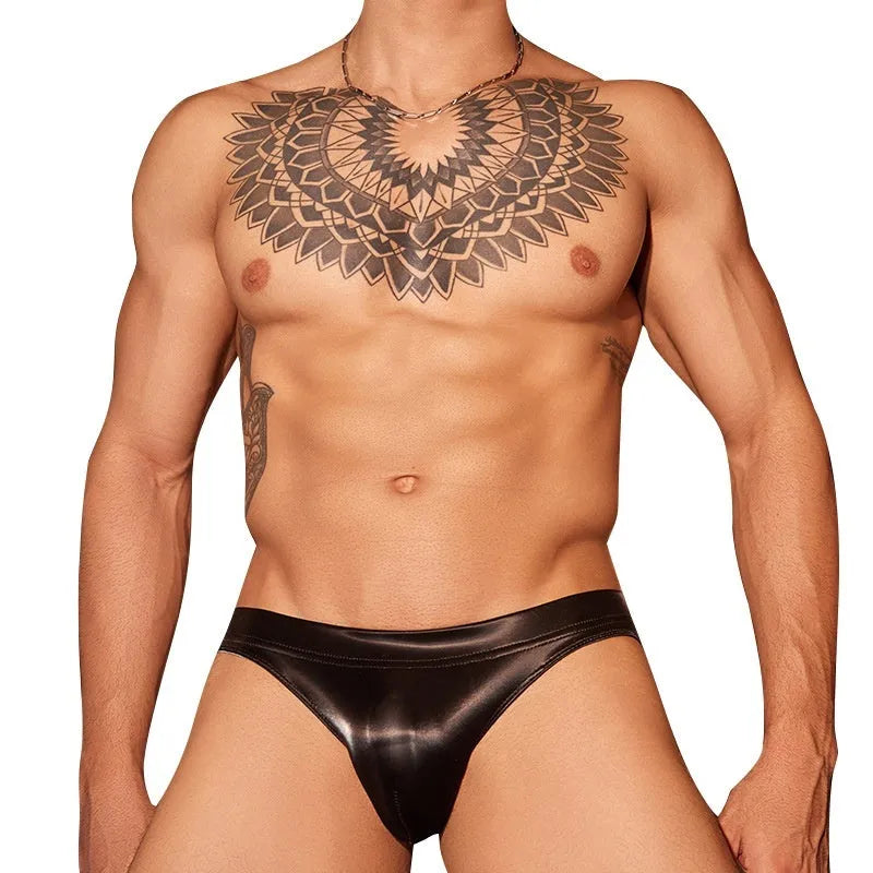 Mens black and white hipster briefs with shark skin lace fabric in free size