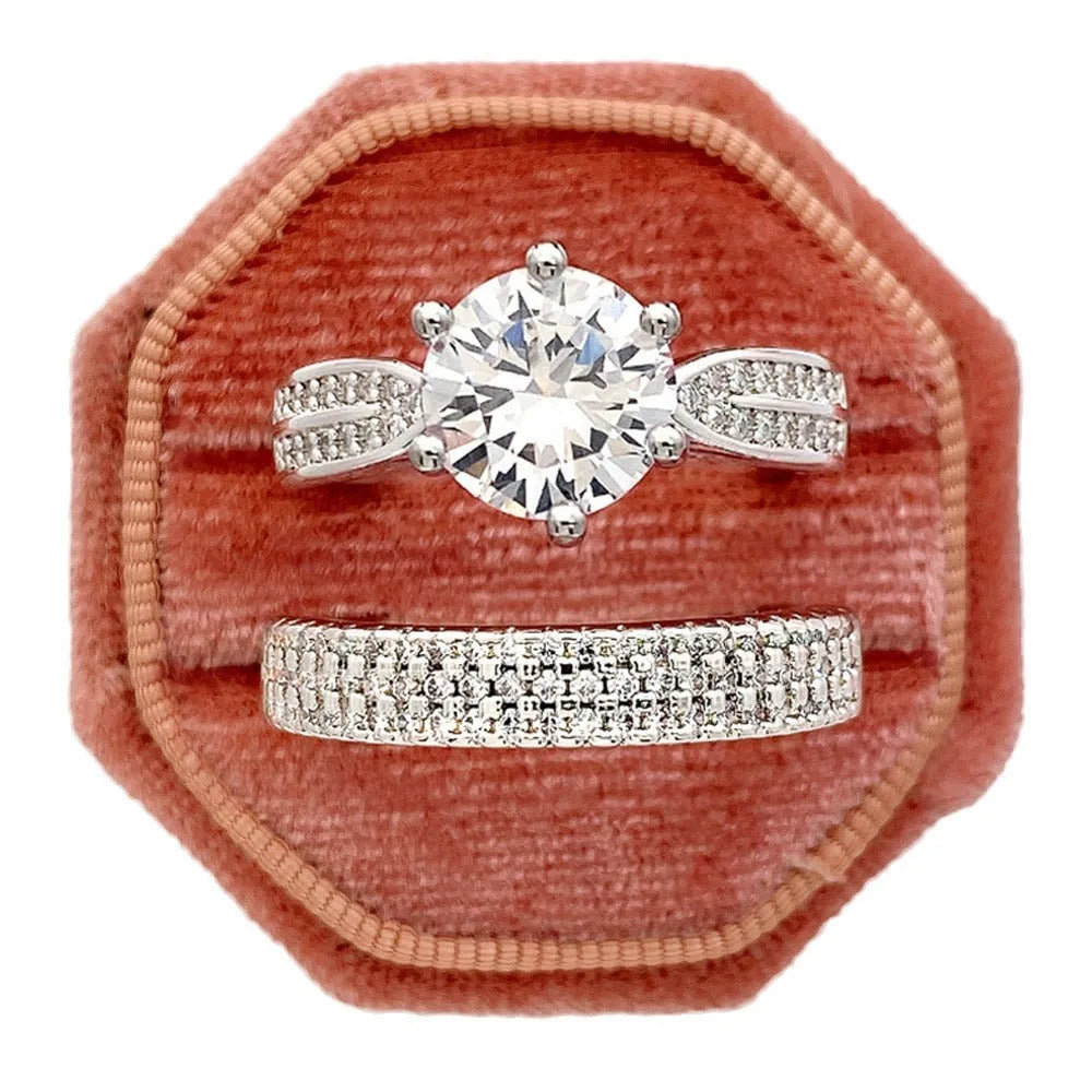 White gold combined wedding ring bracelet with geometric shape and round elements