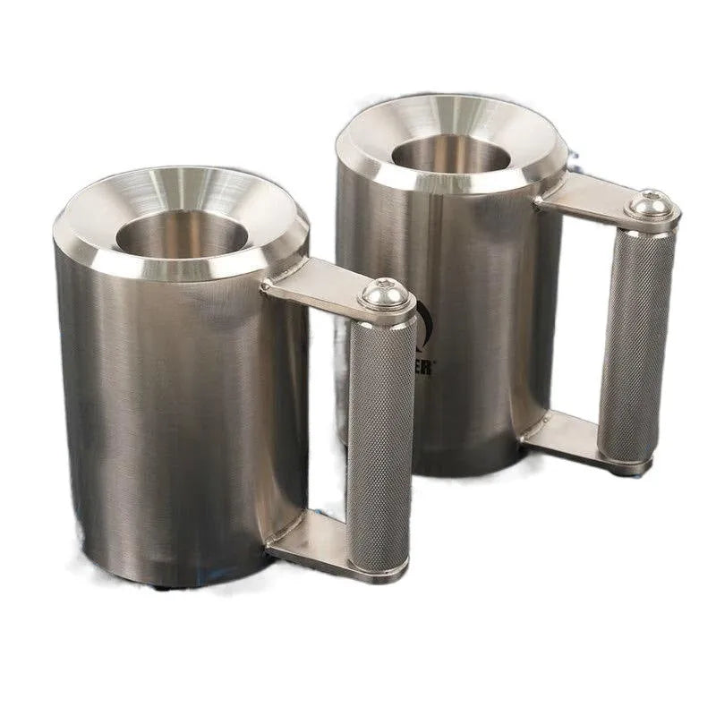 Silver stainless steel dumbbell cup overweight weighing 8kg for adjustable strength training equipment.