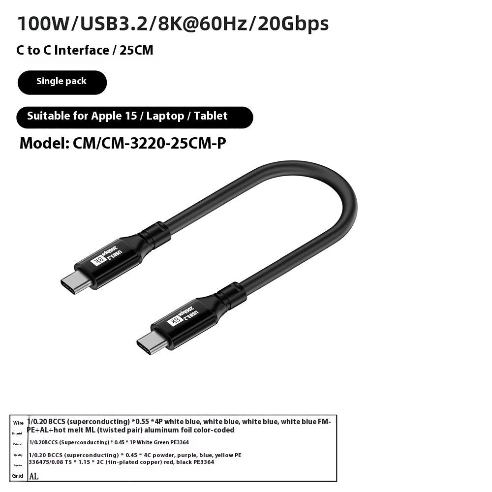 Black 15 series C to C HDMI cable with Type-C connectors, 8K support