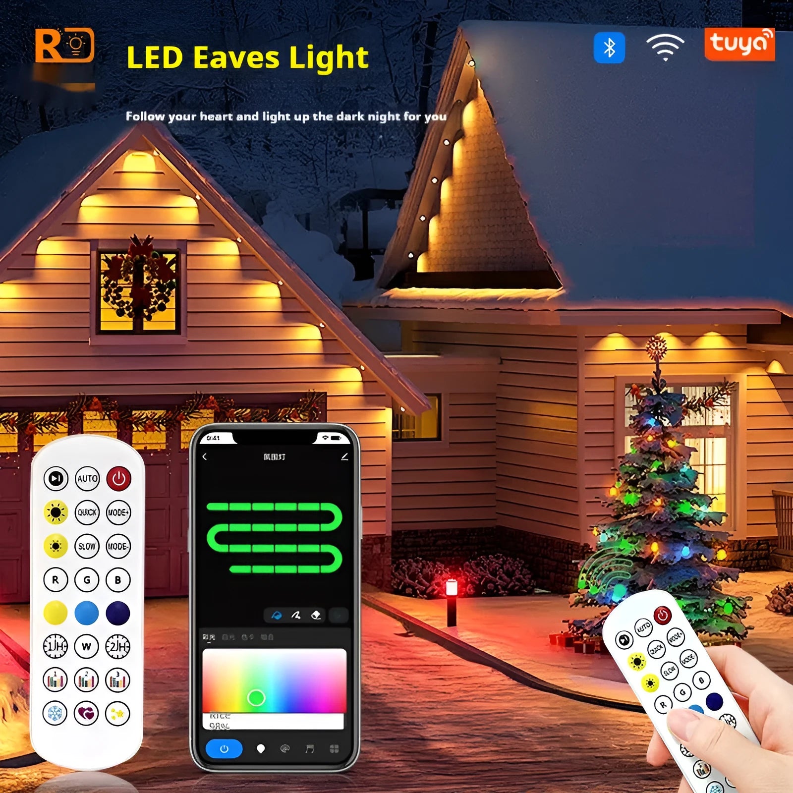 Outdoor string lights with planets design and remote control for colour changing effects
