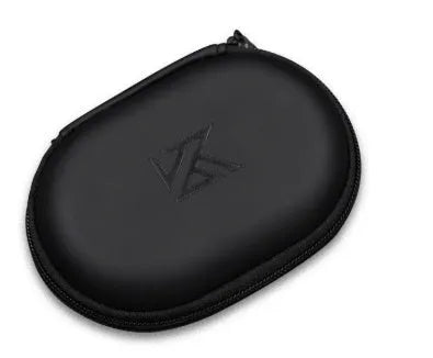 Black oval leather earphone storage bag with zipper closure for headphone protection