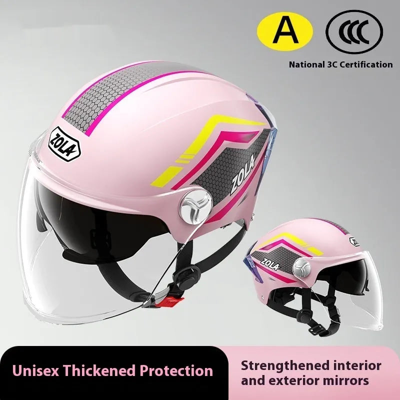 Children's 3C certified motorcycle half helmet in multiple colour options with double mirror finishes