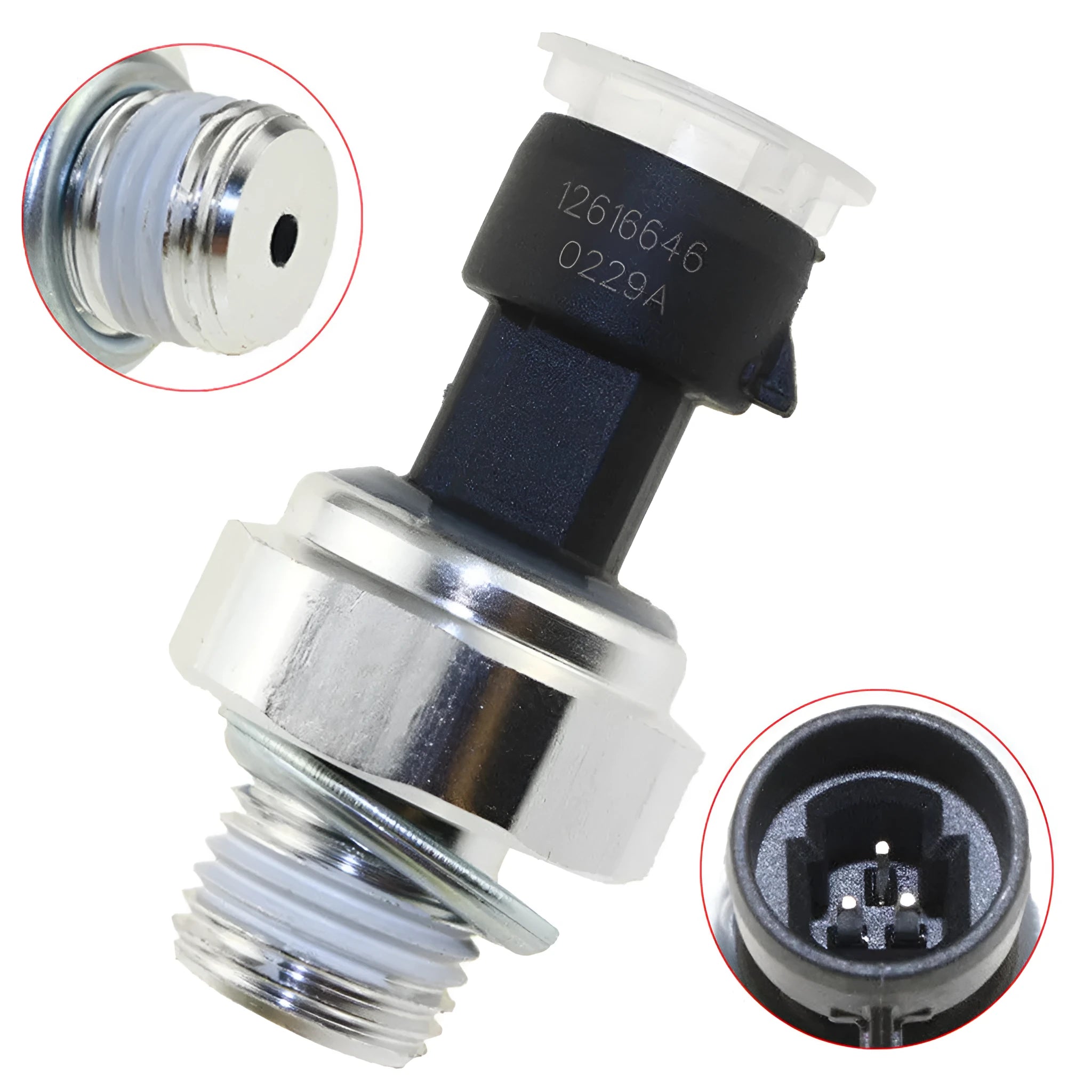 Oil pressure sensor for Buick and Chevrolet vehicles, replacement part.