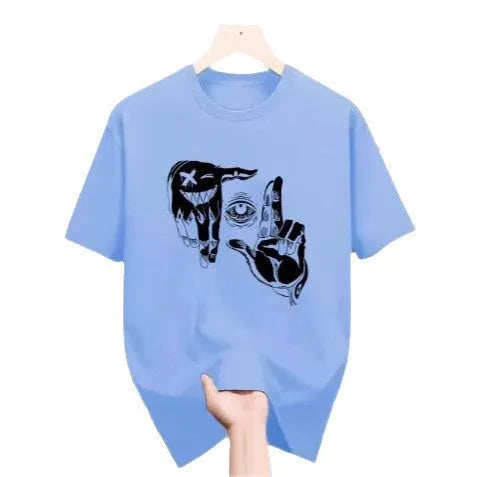 Men's mesh breathable t-shirt with digital cartoon print in multiple colours