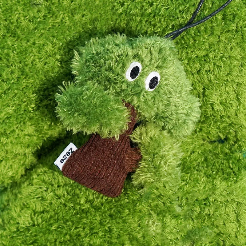 Pine tree shaped cat toy stick with catnip bag pendant, shown in large, medium, and small sizes.