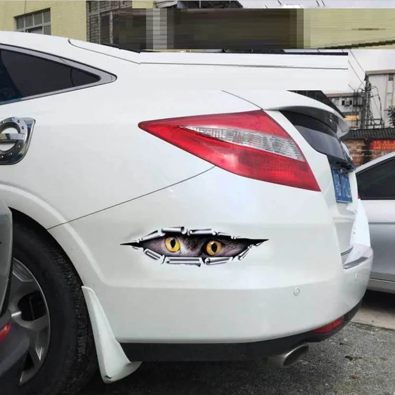3D car door bumper sticker in Tiger Eye or Eagle Eye design on vehicle door edge