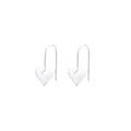 Silver-coloured heart-shaped earrings with three-dimensional glossy design and Korean style aesthetics
