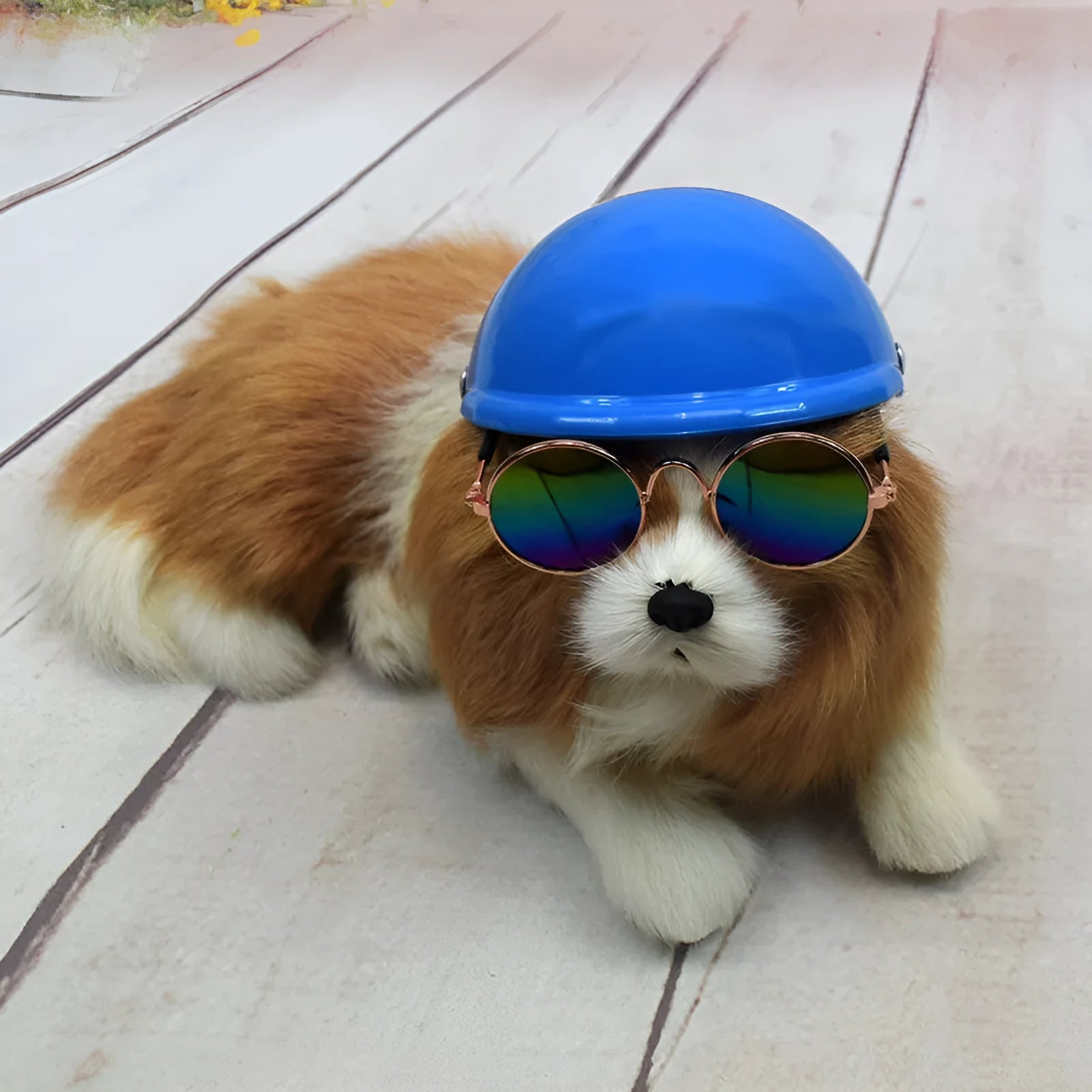 Plastic dog motorcycle cap helmet in seven colours with three size options for small medium large dogs