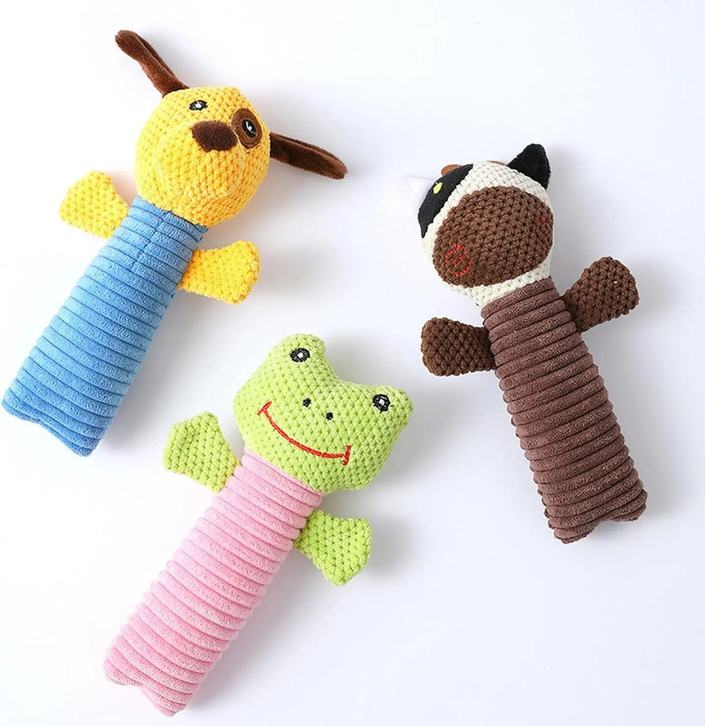 19cm polyester fibre squeaky dog chew toys in calves frogs puppies shapes for dental cleaning