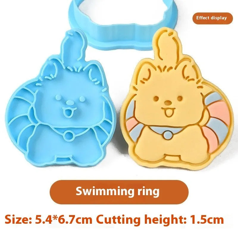 Plastic cartoon dog biscuit mould set with multiple puppy-themed designs