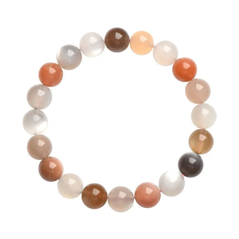 Natural colourful moonlight moonstone duobao bracelet with 8mm beads in single circle arrangement