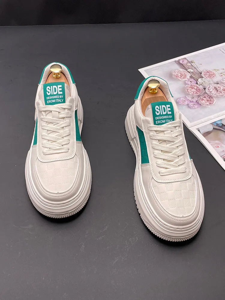 Casual cloth sports shoes with rubber foam soles in white-green and white-black colour options.