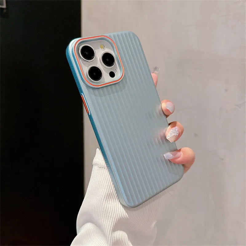 Anti-drop fingerprint metal phone case in dark purple for iPhone 14 with frosted PC finish