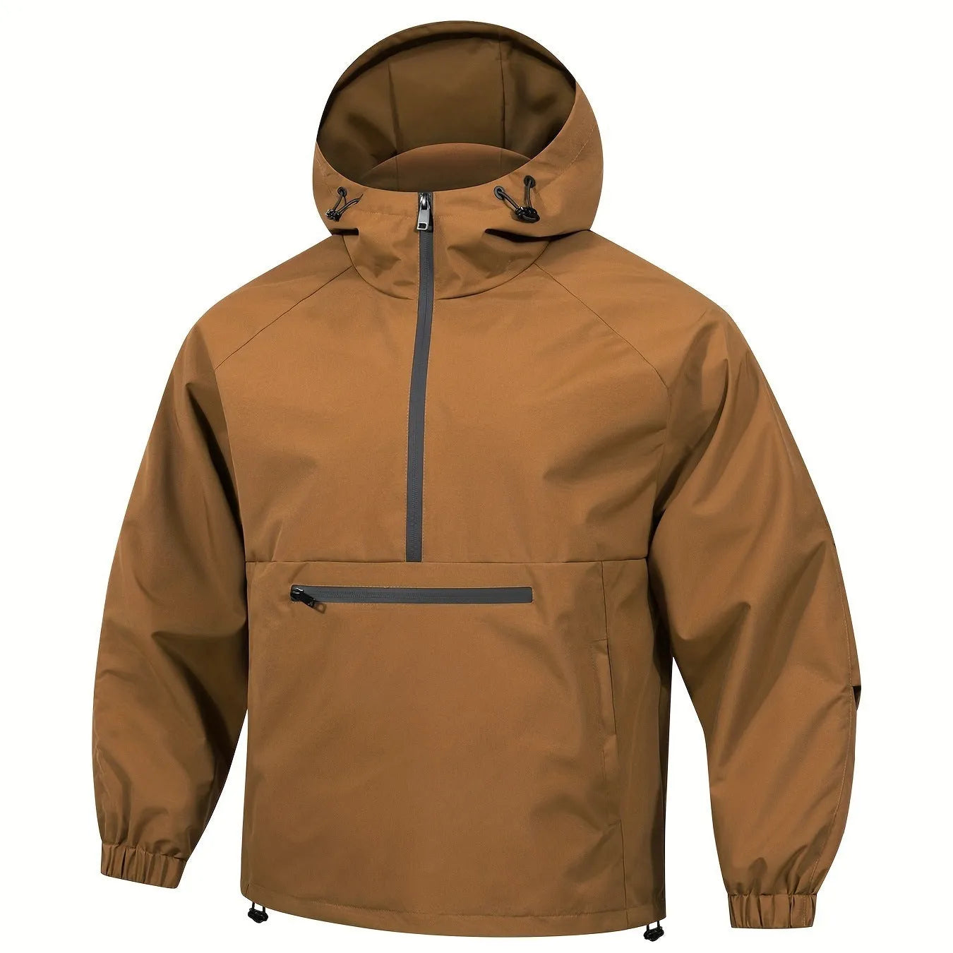 Men's Korean-style loose half-zip hooded corduroy jacket in rabbit fur blend