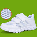 Boys' black waterproof sports shoes with mesh upper and round toe design on light background