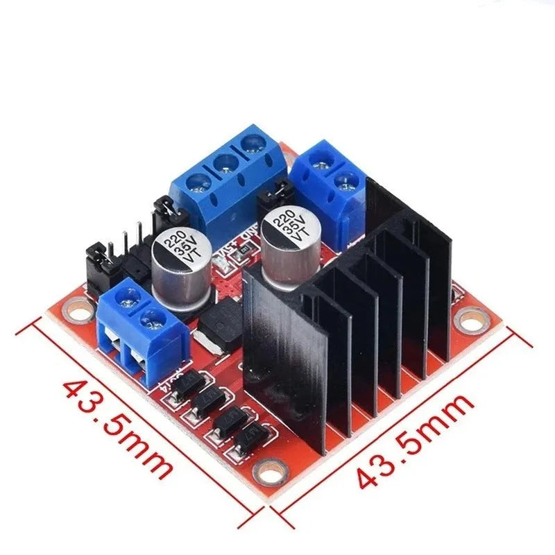 L298N dual H-bridge motor driver module for DC and stepper motor control in robotics projects