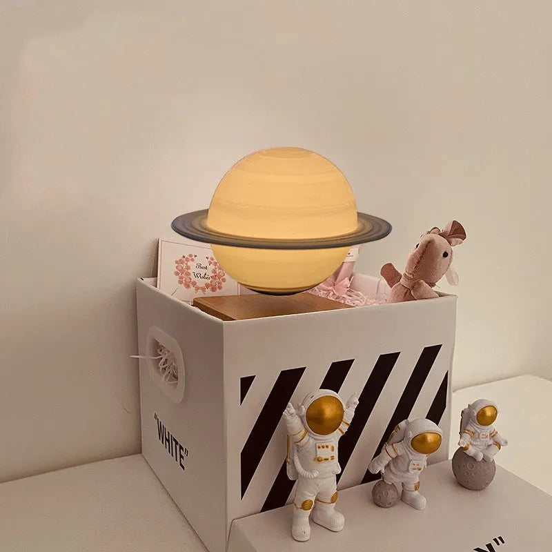 Magnetic levitation moon planet night light floating with LED glow and astronaut figures