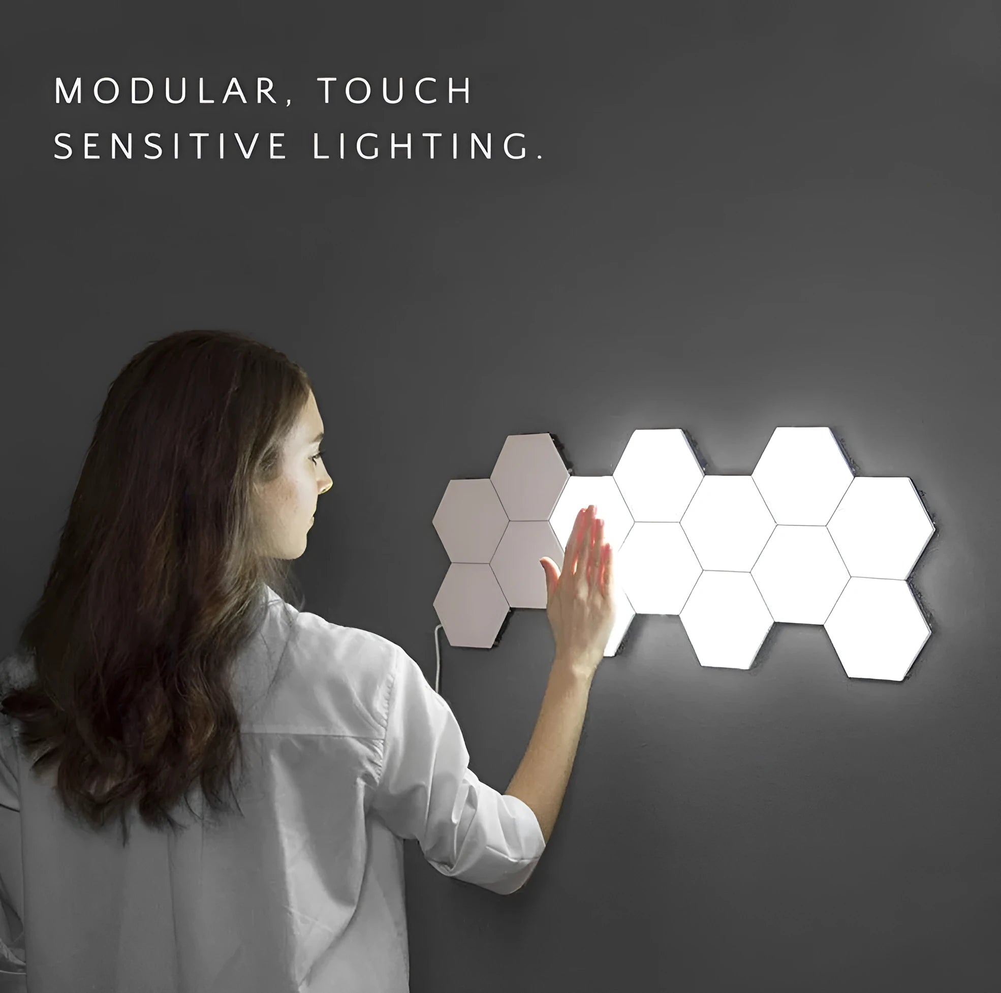 Helios modular honeycomb touch wall lamp units in a modern minimalist design with an ABS shade.
