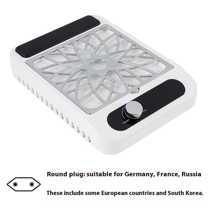 White adjustable speed nail dust collector with filter net for manicure stations