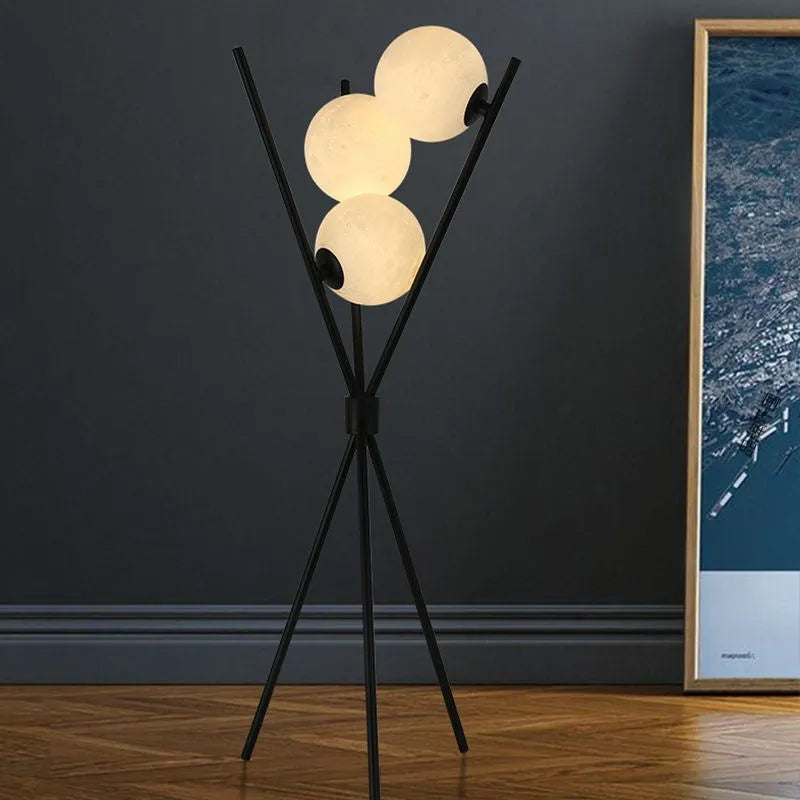 Minimalist Scandinavian LED table lamp with iron frame and acrylic shade, three colour light options