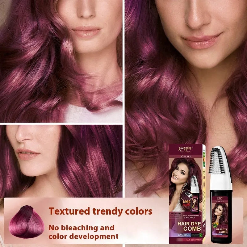 Easy Colour hair dye comb applicator for temporary hair colour in Brown, Dark Brown, and Wine Red shades.