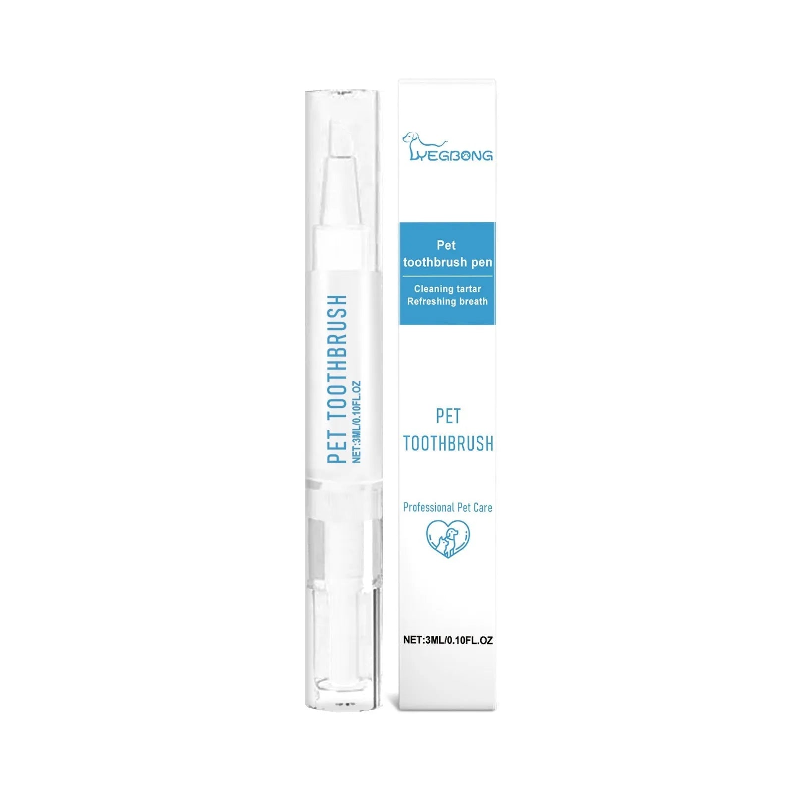 Soft silicone pet toothbrush pen with mint toothpaste tube for cat and dog dental care