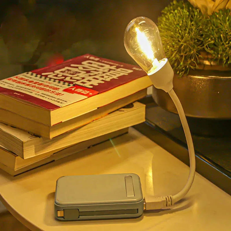 USB rechargeable folding tungsten night light with warm white glow