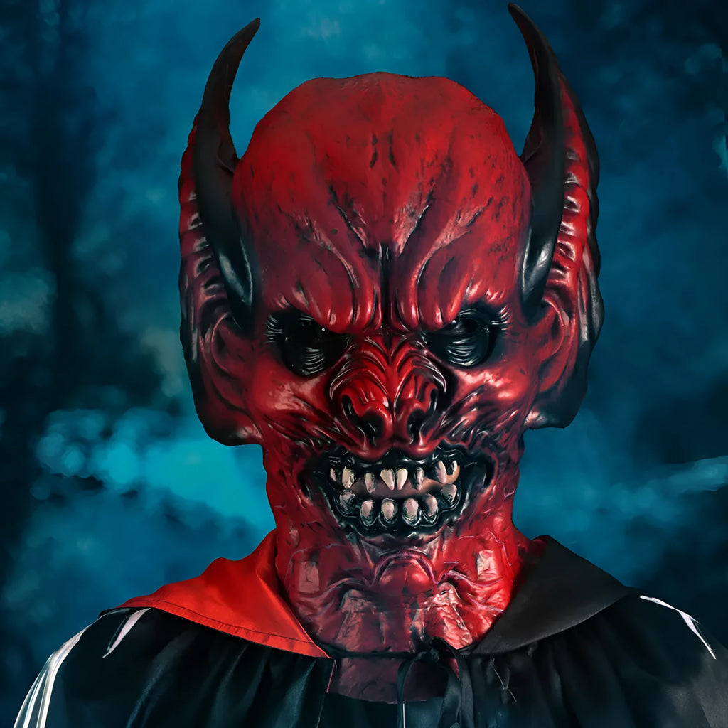 Red RP foam bat horror hood mask for Halloween and party costume dress-up.
