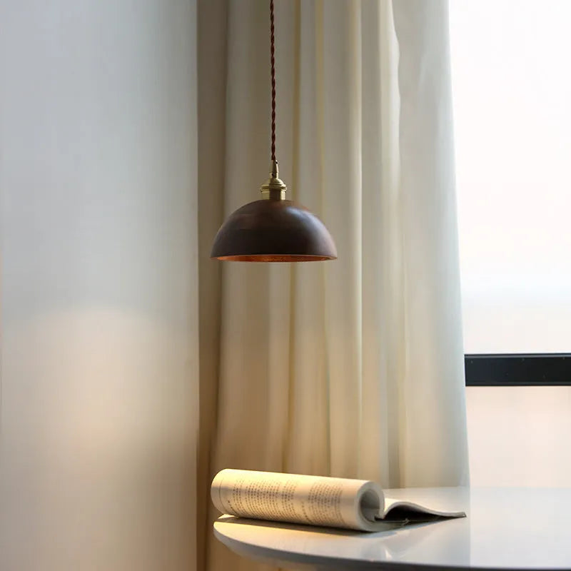 Black walnut and copper wood art single-head droplight chandelier for commercial lighting