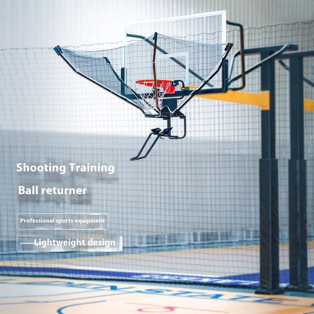 Portable basketball training return device with automatic pitching function and cowhide construction