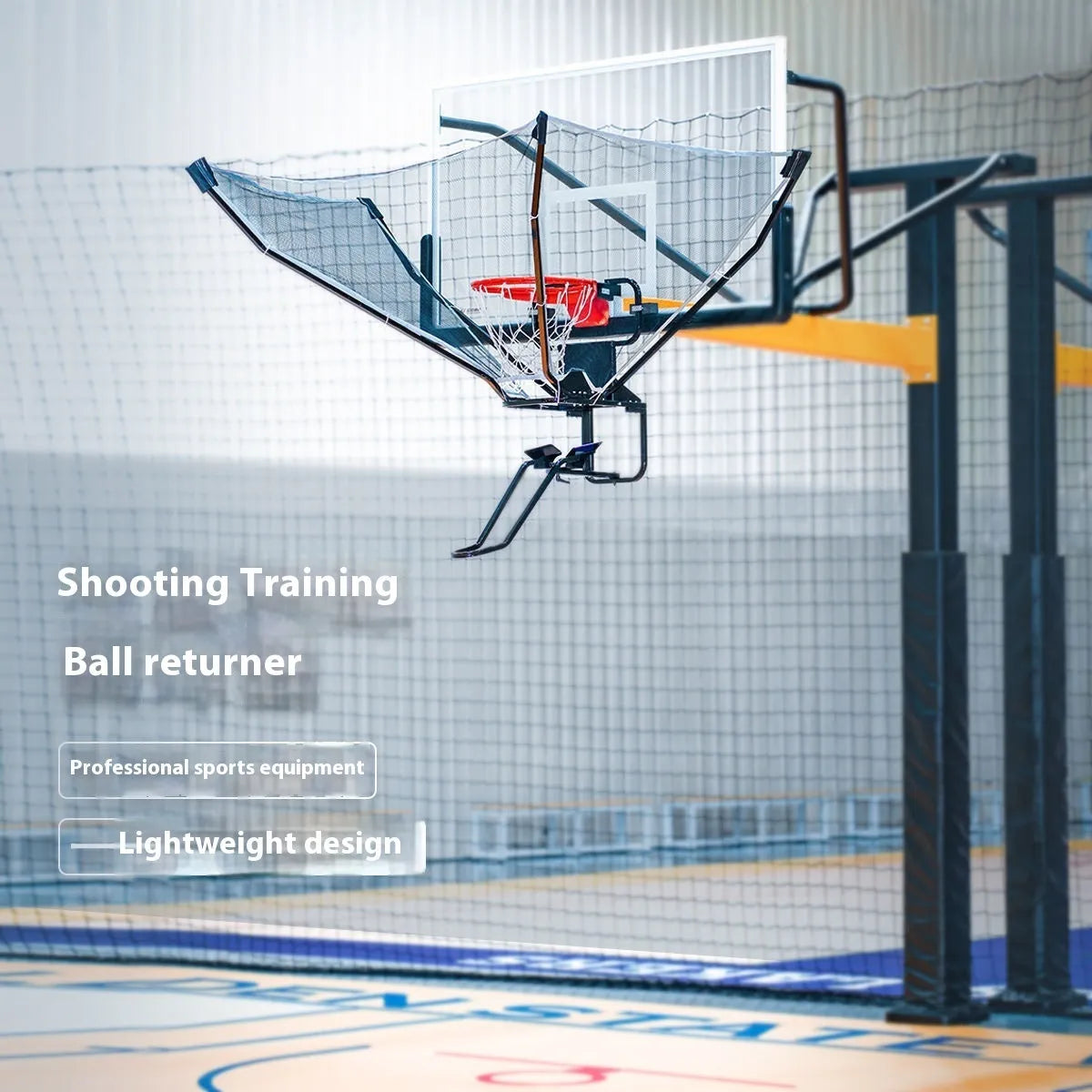 Portable basketball training return device with automatic pitching function and cowhide construction