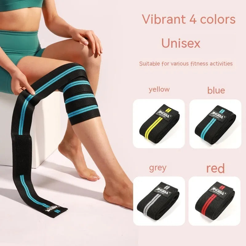 Adult adjustable sports knee pads in blue, grey, red or yellow for weightlifting and fitness