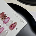 Hand-painted three-dimensional carved nail beauty patch in almond shape with embossed pattern