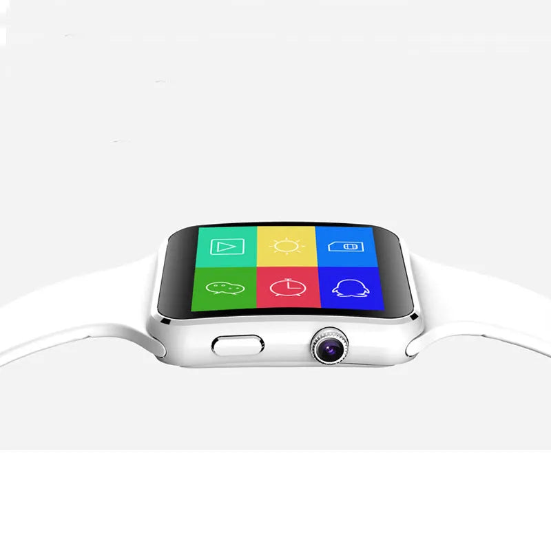 Black smart watch with 1.54 inch HD touch screen and silicone strap on a wrist.