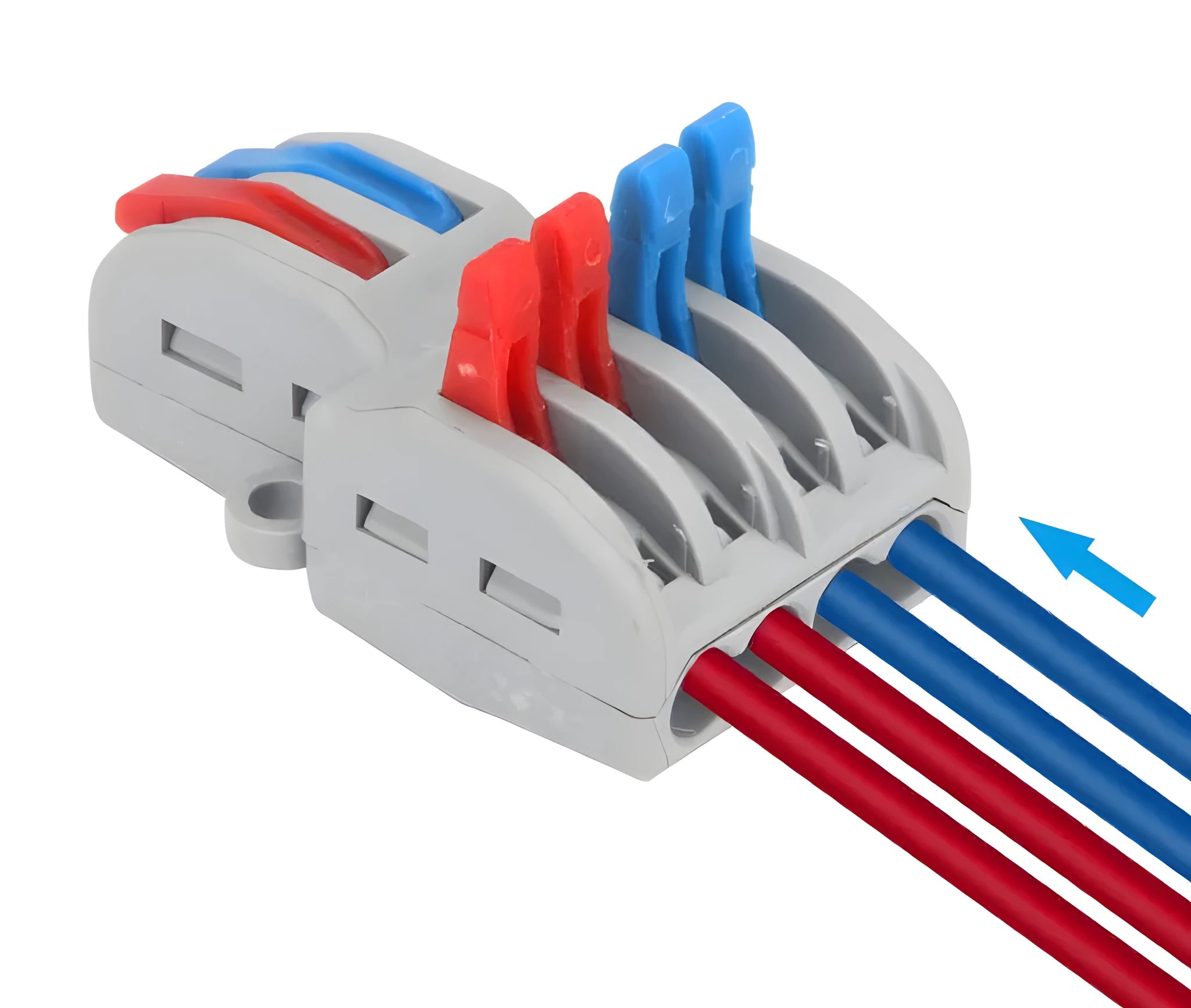 Quick wire electrical connector with brass guides and fire insulation shell