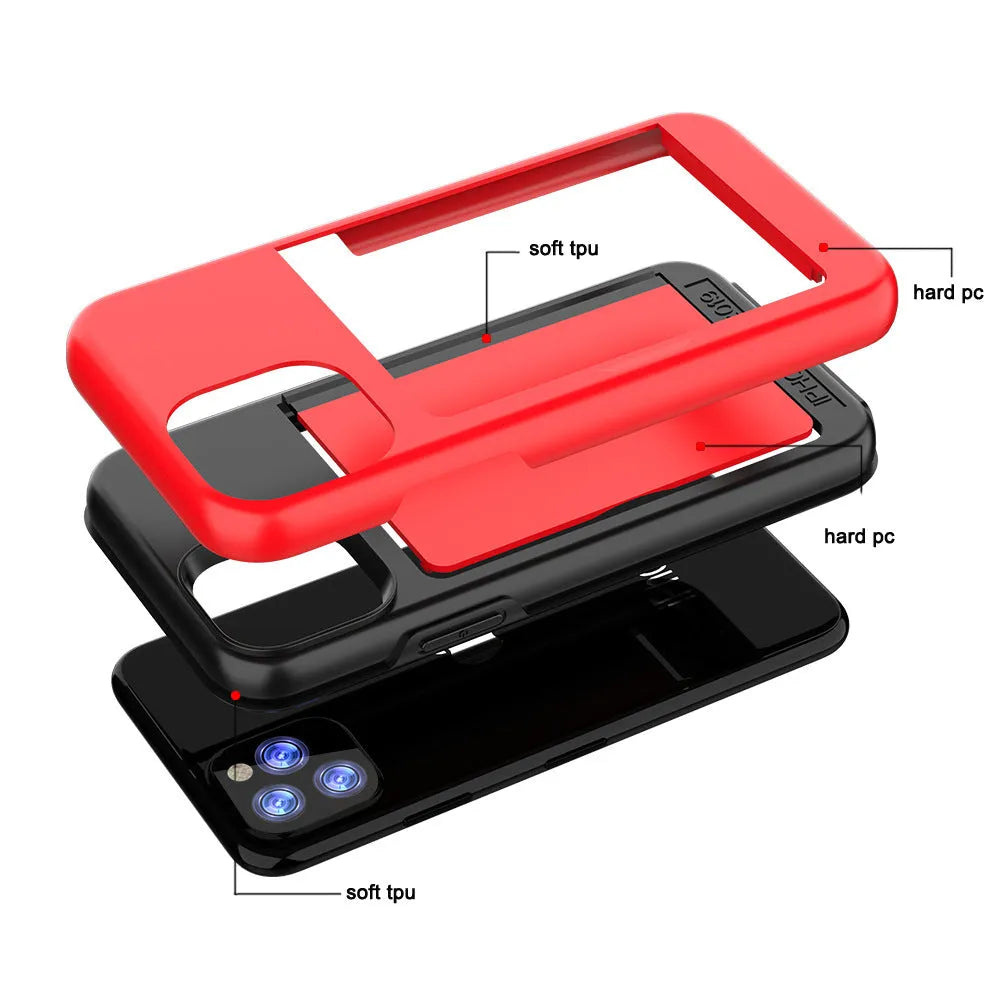 Black hard back cover case fitted on an iPhone 11 Pro Max, showing slim profile and solid colour design.