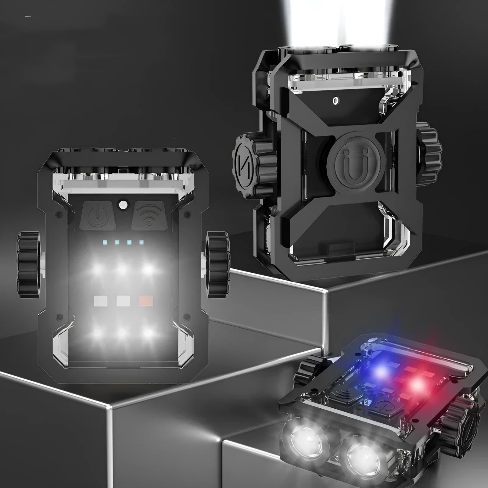 Black aluminium alloy mini keychain light with fingertip gyro and Type-C port