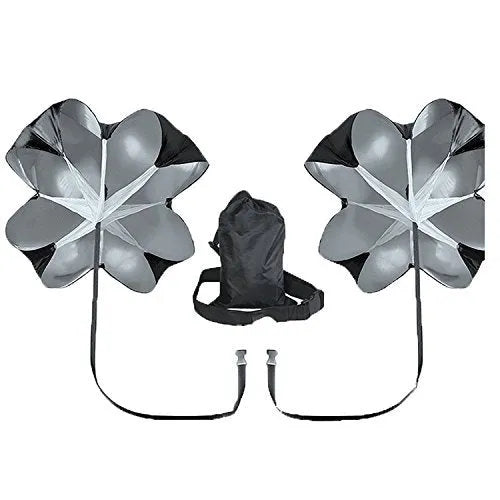 Black polyester 56 inch running speed training parachute with adjustable waist belt