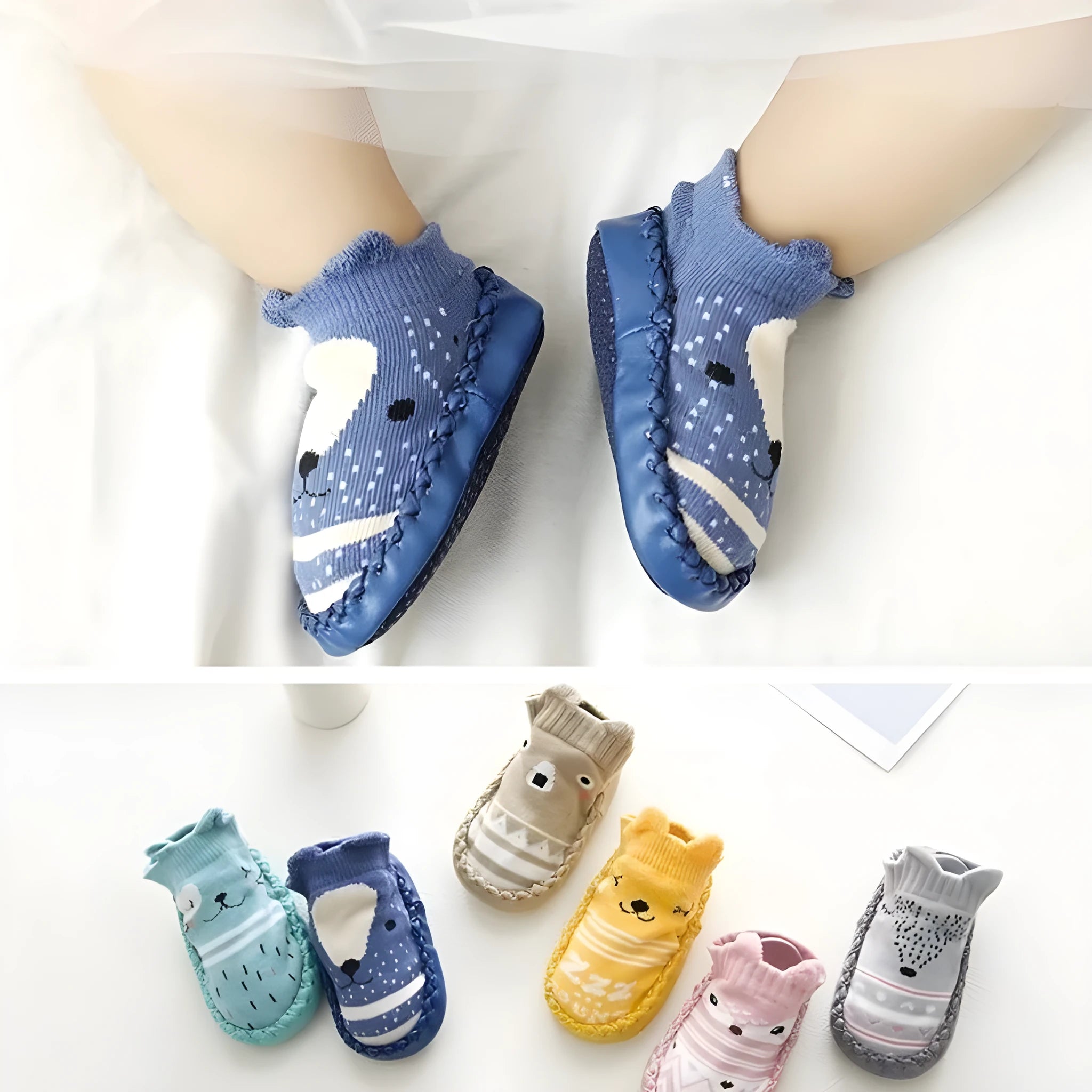 Baby floor socks in pink with anti-slip sole, combed cotton jacquard weave, size 11cm