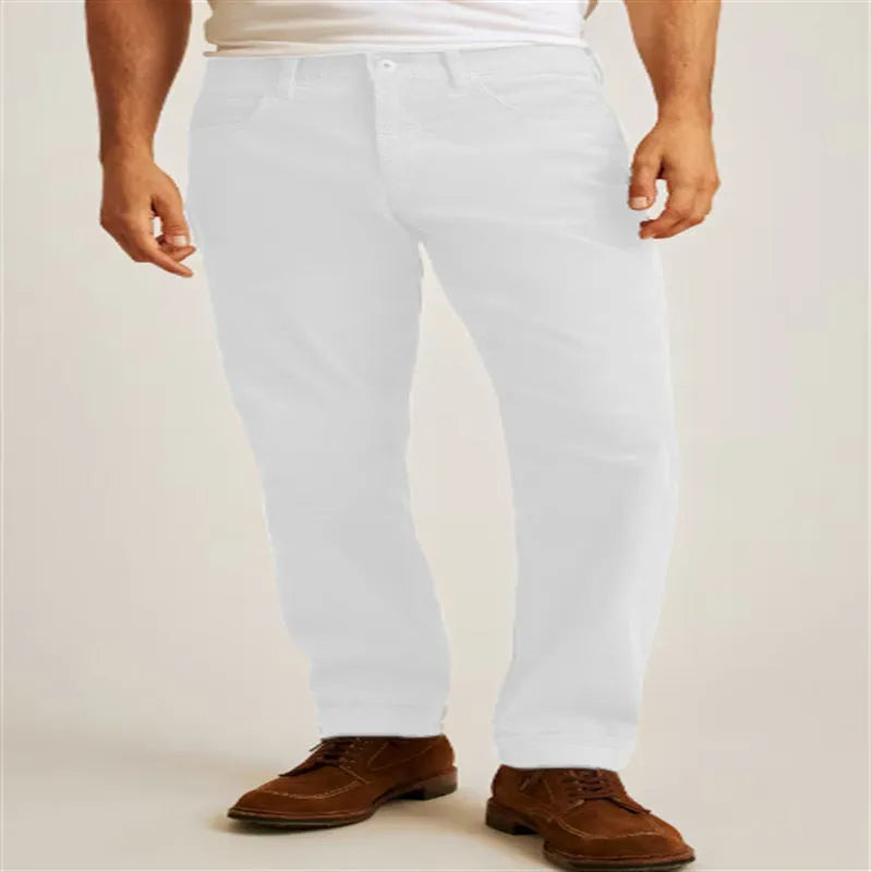 Straight leg corduroy trousers in solid colour with loose fit and mid waist design