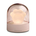 Grey or pink cat paw shaped USB rechargeable night light with musical functions on wooden desktop